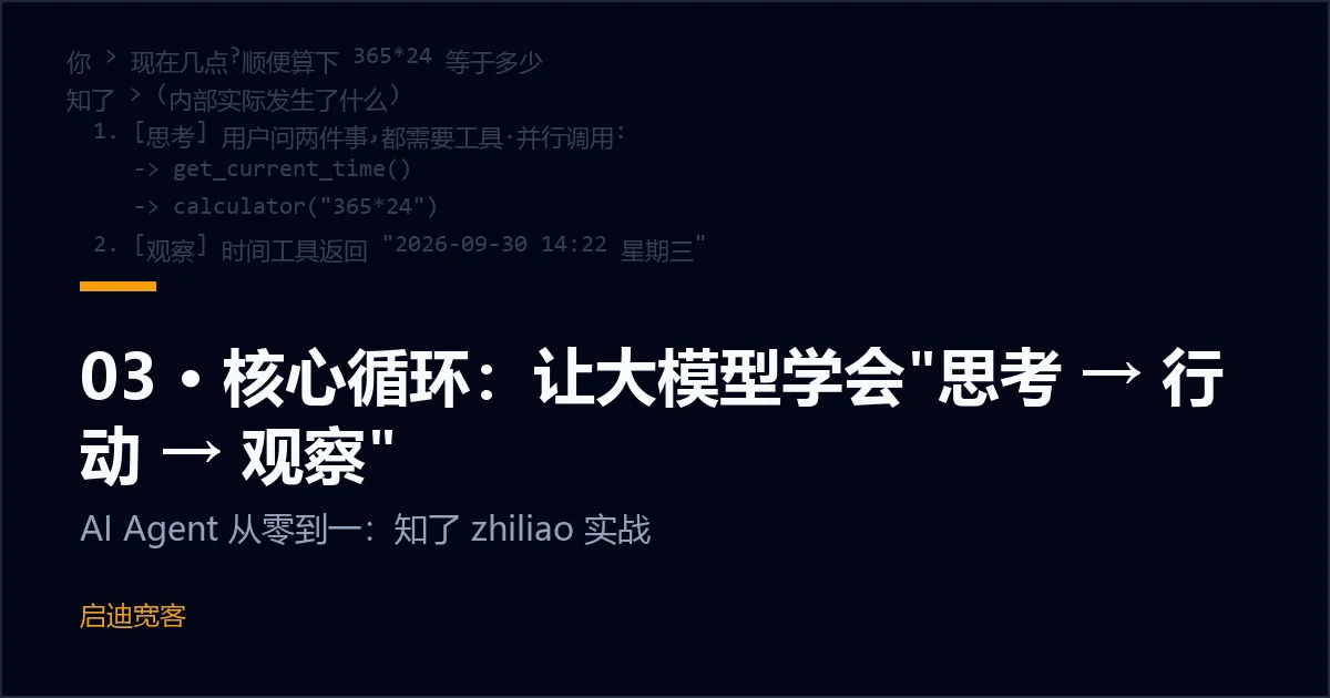 03 · 核心循环：让大模型学会"思考 → 行动 → 观察"