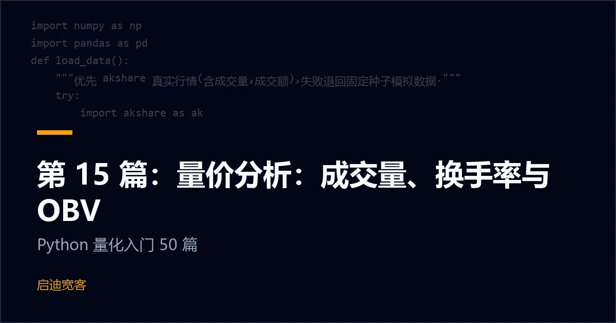 第 15 篇：量价分析：成交量、换手率与 OBV