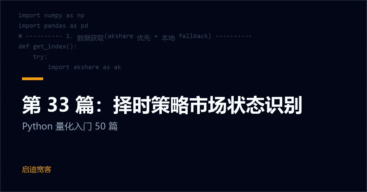 第 33 篇：择时策略市场状态识别