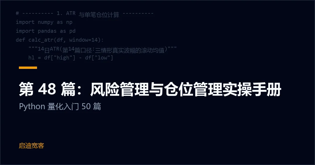 第 48 篇：风险管理与仓位管理实操手册